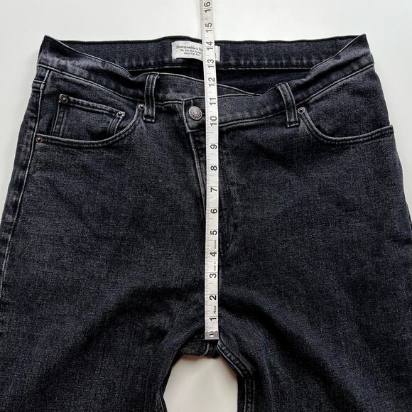 Abercrombie The '90s Slim Straight Ultra High Rise Jeans Black Denim Size 32 14S - Picture 13 of 14